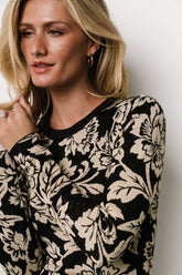 Marci Sweater Dress | Black + Ivory Floral - Baltic Born